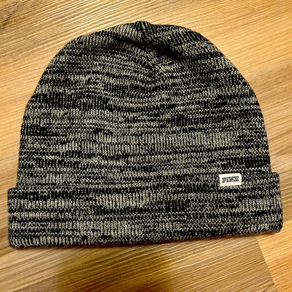 PINK Grey and Black Beanie